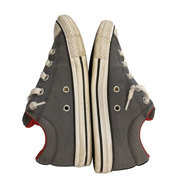 Converse All Star Junior big kids Size 2.5 Gray Red Canvas Sneakers shoes - Picture 6 of 8